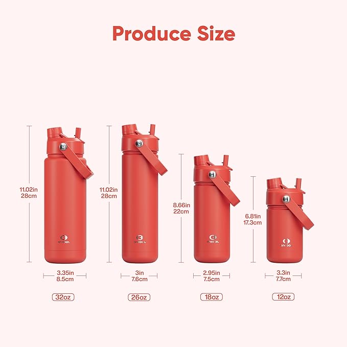 Kids Insualated Water Bottle with Straw - 12oz Stainless Steel Water Bottle with Dual Spouts, Leak-Proof, BPA-Free, Double Wall Vacuum Keeps Cold for 24 Hours for Sports, Travel, School (Tawny Orange)