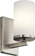 Kichler Crosby 9.25" Wall Sconce in Brushed Nickel, 1-Light Contemporary Hallway or Bathroom Light with Satin Etched Cased Opal Glass, (9.25" H x 4.5" W), 45495NI-Ruum Studio Home