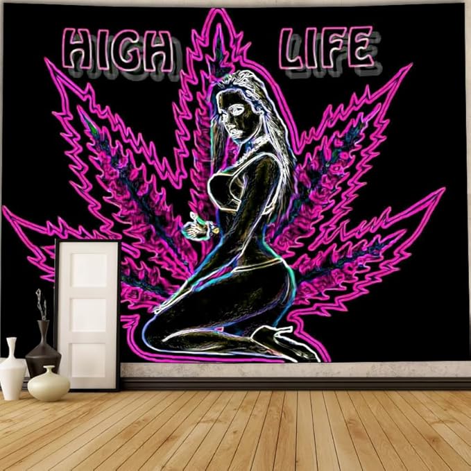 ADDWel Blacklight Tapestry for Bedroom, Tapestry Glow In The Dark, UV Reactive Black Light Posters Wall Hanging for Bedroom Dorm Living Room Backdrop Decor-Ruum Studio Home