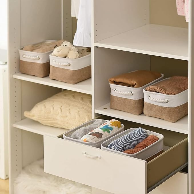 Small Baskets for Organizing, [6 PCS] Collapsible Storage Baskets for Shelves, Storage Bins Boxes Cubes for Clothes Books-Ruum Studio Home