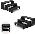 Display Wood Risers Wooden Stand 3 Tier Black Wood Racks Decorative Rectangular, 2 Set 6 Piece Cupcake Stands Cologne Perfume Organizer Dessert Showcase(Black)-Ruum Studio Home