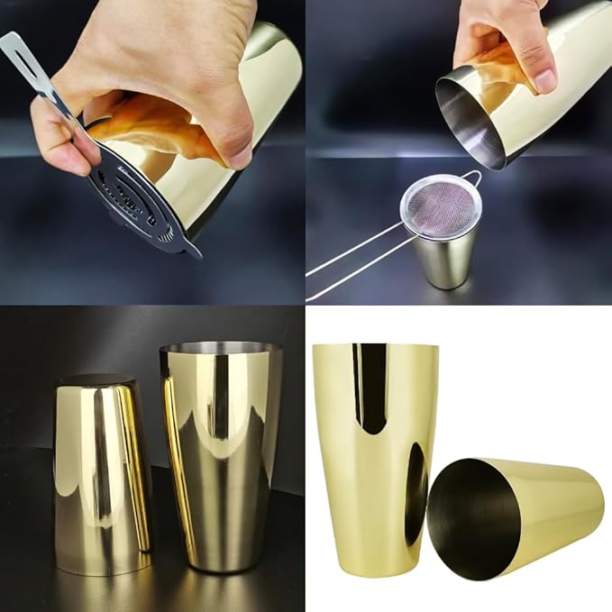 22-Piece Cocktail Shaker Set, 25/20oz Bartender Kit, Bartending Stainless Steel Bar Tools Sets for Drink Mixing, Boston Cocktail Shakers with Stand Recipes Booklet (Rose Copper-25-20oz)-Ruum Studio Home