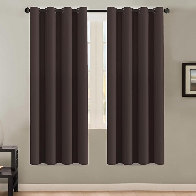 H.VERSAILTEX Thermal Insulated Blackout Curtains - Antique Copper Grommet Top Window Drapes - Chocolate Brown - 52" W x 72" L - (Set of 2 Panels)-Ruum Studio Home