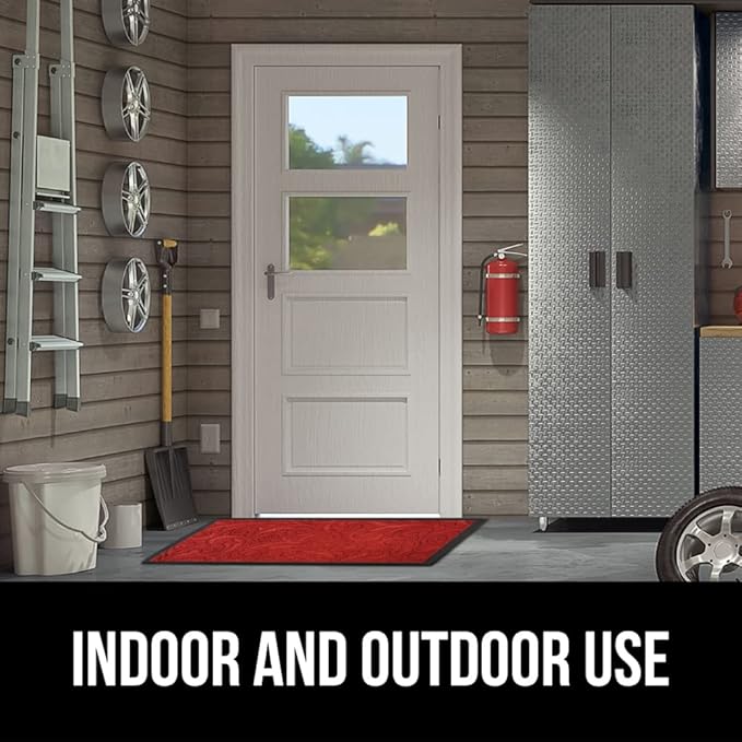 GORILLA GRIP 100% Waterproof All-Season WeatherMax Doormat US Designed Natural Rubber, Stain and Fade Resistant, Low Profile Indoor Outdoor Door Mats, Easy Clean Patio Mat, 17x29, Red Vintage Wine-Ruum Studio Home