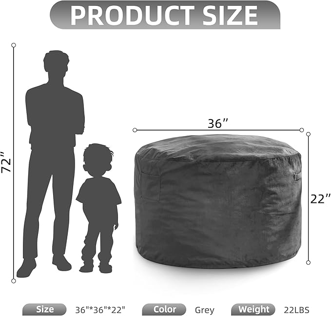 Hobestluk 3FT Bean Bag Chair Giant Bean Bag Chairs for Adults Large Bean Chairs with Removable Cover, Beanbag Chair with Filler, Adult Bean Bag Chairs for Living Room, Bedroom-Ruum Studio Home