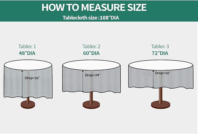 Surmente Black Tablecloth for Round Tables, 108-inch Round Table Cloths for Weddings, Banquets, or Restaurants-Ruum Studio Home