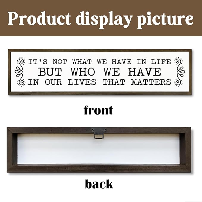 Inspirational Signs, Family Decor, Warm Home Decor, Wall Decoration for Bedroom, Housewarming Decoration, It's Not What We Have In Life But Who We Have In Our Lives That Matters Sign 17.8x4x1.2 inches-Ruum Studio Home