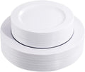 FLOWERCAT 60PCS White Plastic Plates - Heavy Duty White Disposable Plates for Birthday Party/Wedding -serve for 30 guests Include 30PCS 10.25" Dinner Plates & 30PCS 7.5" Dessert Plates for Party-Ruum Studio Home