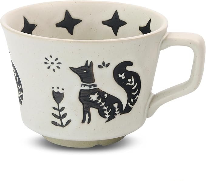 Ceramic Coffee Mug, 12 oz Novelty Unique Teacup with Large Handle, Stoneware Cup for Tea Mocha Latte Cappuccino Espresso (Fox)-Ruum Studio Home
