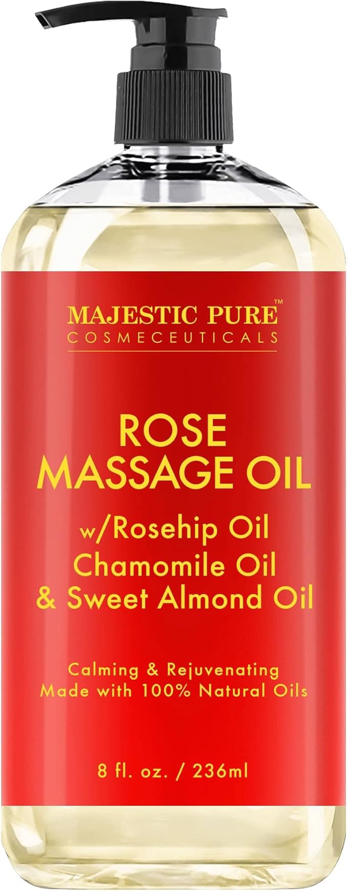 MAJESTIC PURE Rose Massage Oil for Massage Therapy - Refreshing, and Relaxing - Natural Oils - for All Skin Types - Men and Women - 8 fl oz-Ruum Studio Home