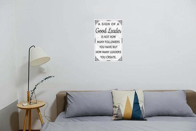 DZQUY Good Leader Metal Sign –12x8 Inches Inspirational Wall Art with Vintage Retro Design, Motivational Office & Home Decor for Living Room, Bedroom-Ruum Studio Home