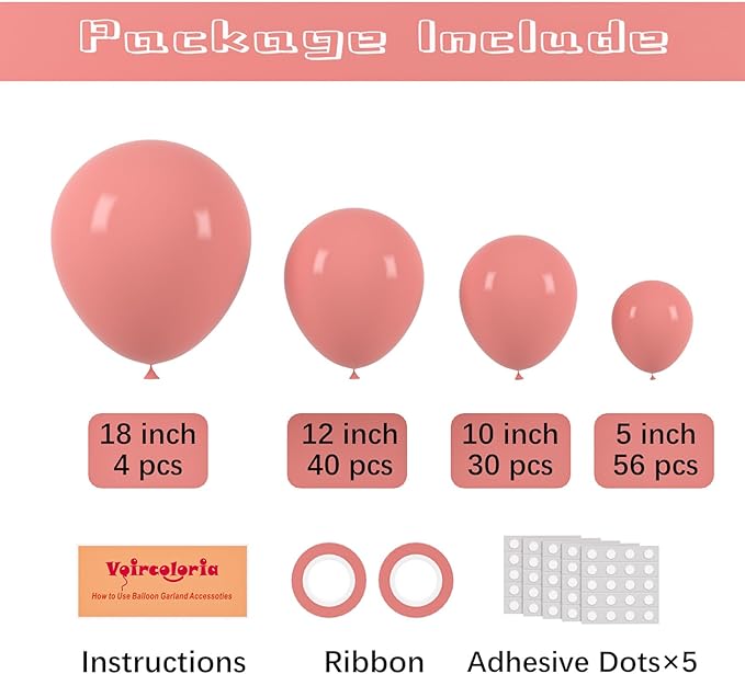 130pcs Retro Pink Balloons Different Sizes 18" 12" 10" 5" Blush Pink Latex Balloon Garland Arch Kit for Birthday Baby Shower Valentine's Day Wedding Anniversary Party Decorations-Ruum Studio Home