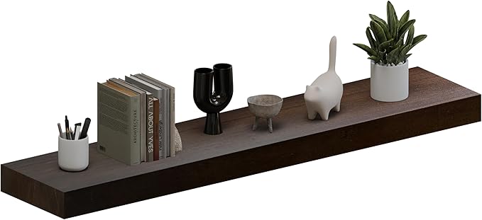 ROGMARS Walnut Wooden Floating Shelves for Wall 48 inches Long,8 Inch Deep Natural Wood Floating Wall Mounted Shelves with Invisible Bracket for Kitchen,Bedroom,Living Room,1PC-Ruum Studio Home