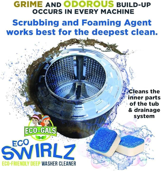 Washing Machine Cleaner and Deodorizing Tablets For Front & Top Load Washers Including H.E. to Remove Odor causing build-up, Pet Hair, & debris from drum, pipes, and filter.-Ruum Studio Home