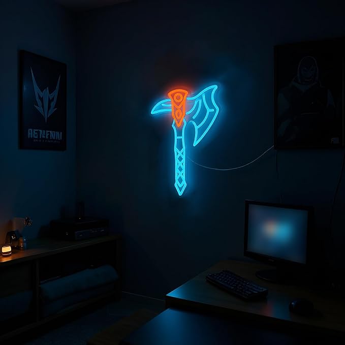 Axe Neon Sign for Wall Decor – USB Powered LED Axe Light with Dimmer, Viking Wall Art Accent for Man Cave, Gaming Room Decor, Gift for Men-Ruum Studio Home