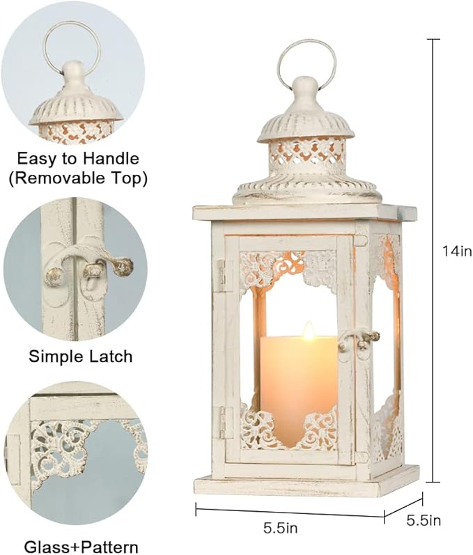 NEEDOMO Large Lanterns Decorative Indoor, 14'' Vintage Outdoor Lanterns with Clear Glass, Metal Candle Holder Lantern Rustic Farmhouse Shelf Decor for Indoor Outdoor Events Wedding and Party-Ruum Studio Home