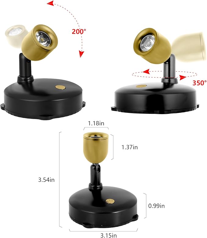 Cordless Spotlight Battery Powered, Dimmable Accent Up Light with Remote, Indoor LED Display Lighting for Picture Photo Dartboard Plant Tree Decor Painting Art Portrait-Ruum Studio Home