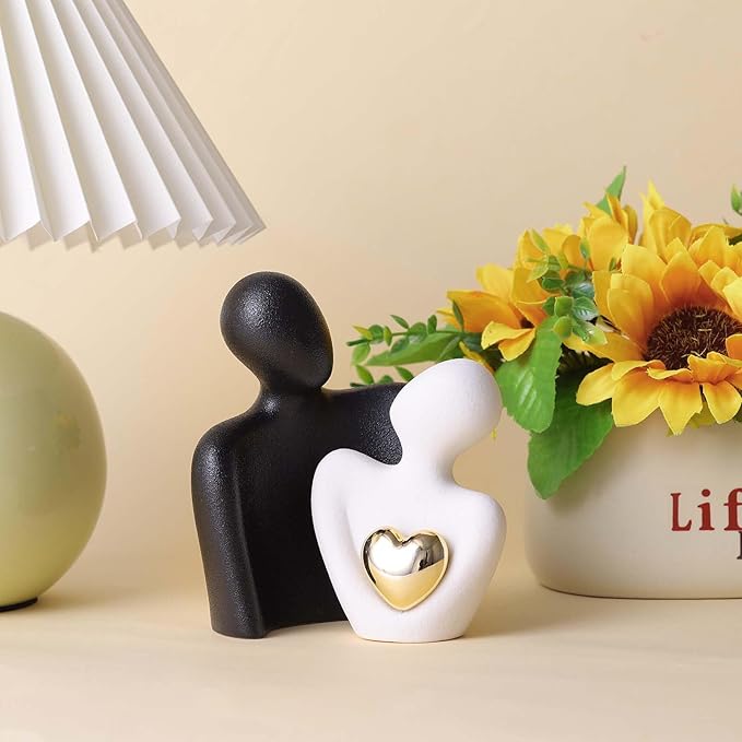 XMGZQ Mini Couple Statue Tv Stand Decor Items for Living Room Home Decor,Bedroom Decor for Couples Sculpture for Anniversary Wedding,Love Gifts for Couples 2025,Knick Knacks for Shelves-Ruum Studio Home