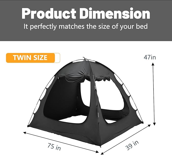 SUNYRISY Bed Tent Twin Size Bed Canopy, Indoor Tent for Adult and Kids, 3 Doors Breathable Dream Tent, 80% Blackout Private Space Sleeping Tents-Ruum Studio Home