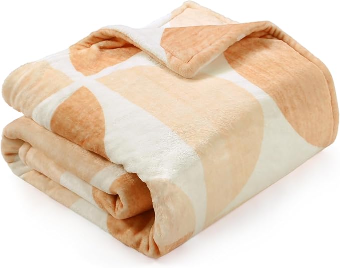 Lahome Terracotta Throw Blanket Soft Cozy Fluffy Warm Throw Blanket for Couch Reversible Geometric Fuzzy Blankets for Bed Sofa Chair, Orange 50''x60''-Ruum Studio Home