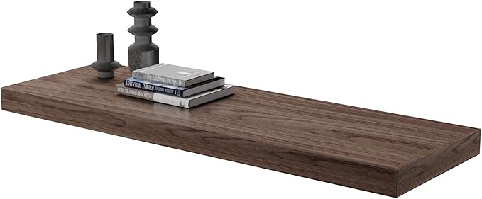 Large Floating Shelves for Wall Set of 1 Wooden Wall Shelves 36 in x 12.75 in x 2 in Room Decor Long Shelf with Invisible Wall Mount Bracket for Bedroom Kitchen Living Room Walnut-Ruum Studio Home