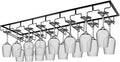 Xverycan Wine Glass Rack Under Cabinet, 8 Row Extreme Large Stemware Hanger, Metal Wine Goblet Holder, DIY Bar Glass Storage Rack for Bar Counter, Kitchen, Screws Included (Black)-Ruum Studio Home