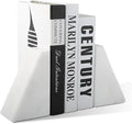 Marble Book Ends Decorative, Unique Bookends for Shelves, White Stone Bookends Holds Heavy Books, Weighted Book Holder Stopper for Home Office Desk Bookshelf Decoration, Set of 2-Ruum Studio Home