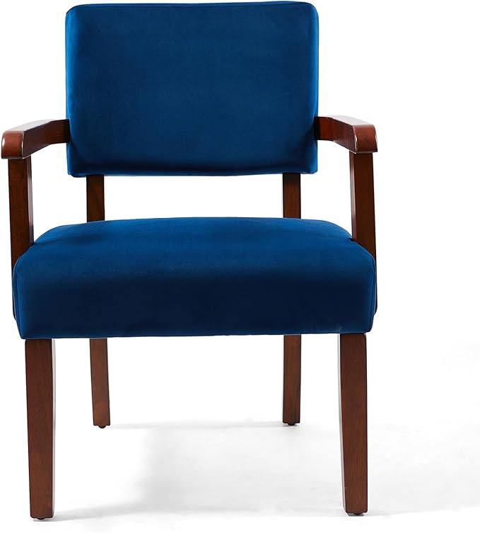 Accent Chair Set of 2 with Table, Living Room Chairs with Velvet Soft Seat & Armrests for Living Room Bedroom Reading Room Waiting Room (Velvet Navy)-Ruum Studio Home