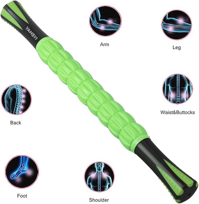 Yansyi Muscle Roller Stick for Athletes - Body Massage Roller Stick - Release Myofascial Trigger Points Reduce Muscle Soreness Tightness Leg Cramps & Back Pain for Physical Therapy & Recovery (Green)-Ruum Studio Home