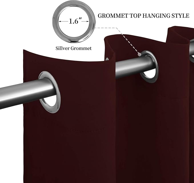 Easy-Going Blackout Curtains for Bedroom, Solid Thermal Insulated Grommet and Noise Reduction Window Drapes, Room Darkening Curtains for Living Room, 2 Panels (52x46 in,Wine)-Ruum Studio Home