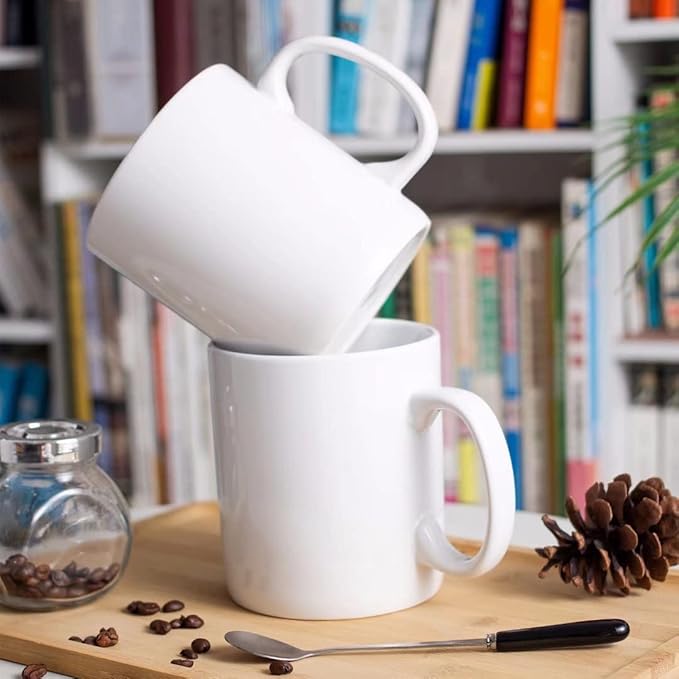 30oz Super Large Ceramic Coffee Mugs Large Handles Set of 2 (White)-Ruum Studio Home