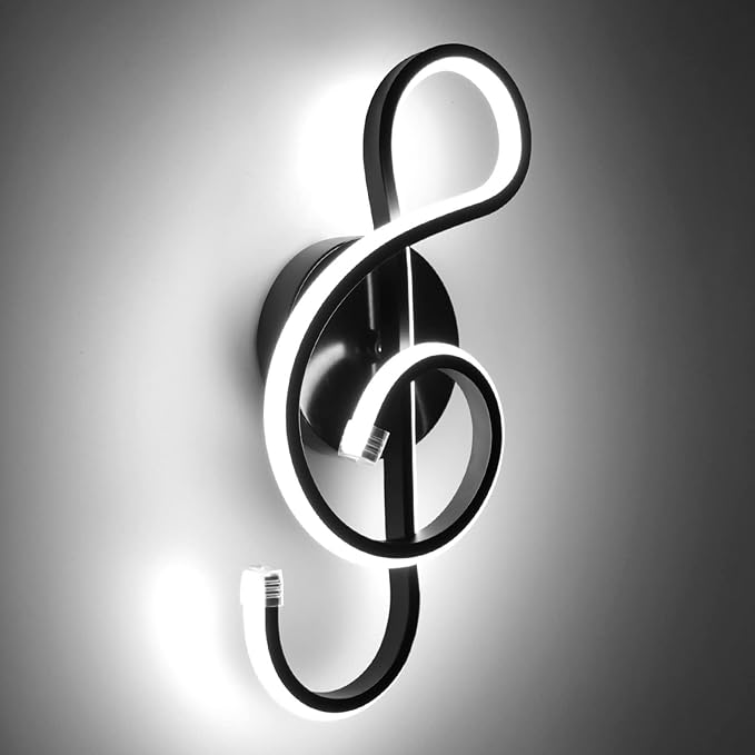 XEYOU 22W Modern Wall Sconce Lighting Indoor LED Creative Wall Light Fixture Music Symbol Art Decoration Wall Lamp for Living Room Bedroom Stair Corridor (Black 6000Kelvin)-Ruum Studio Home