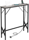 31.5‘’ Console Table, Skinny Entryway Table with Fast-Charging Station, Narrow Long Sofa Table, Behind Slim Couch Table for Entrance, Hallway, Living Room Decor ST-GY80-1-Ruum Studio Home