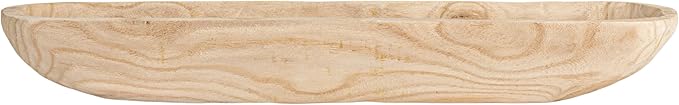 Creative Co-Op Paulownia Wood Oval Bowl | Brown | 22.75" L x 6" W x 3.25" H | (Pack of 4)-Ruum Studio Home