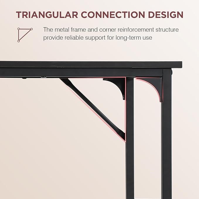 PayLessHere | 39 Inch Computer Desk | Black | Office Desk with Metal Frame, Adjustable Feet | Water-Resistant, Scratchproof Surface | Sturdy Writing Table for Home Office or Study | Pack of 1-Ruum Studio Home