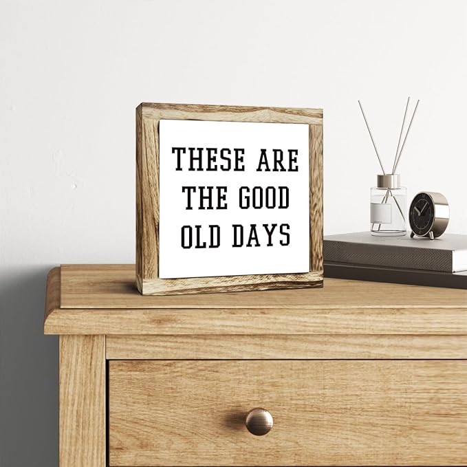 Inspirational Decor, Rustic Wood Sign, These are the Good Old Days Signs, Wooden Plaques Signs Table Decoration, Living Room Family Decor, Home Decorate for Shelf, Office Decorate-Ruum Studio Home