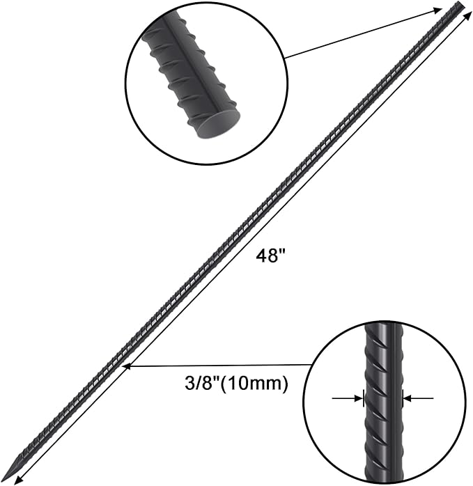 VVOKGO Rebar Stakes 48 Inch 16-Pack Concrete Form Stakes Heavy Duty Straight Ground Anchors, 3/8" Diameter Metal Steel Spikes with Chisel Point End for Plant Support, Garden Border,Landscape Edging-Ruum Studio Home