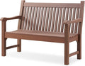 Psilvam Garden Bench, 2-Person Poly Lumber Patio Bench, All-Weather Outdoor Bench That Never Rot and Fade, Suit for Garden, Porch and Park(Brown)-Ruum Studio Home