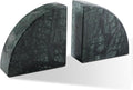 Marble Bookend for Shelves, Non-Skid Bookends for Heavy Books, Heavy Duty Book Stopper for CDs, Luxury Book Shelf Holder, Quarter Circle Design Book Ends Decorative, Indian Green, Set of 2-Ruum Studio Home