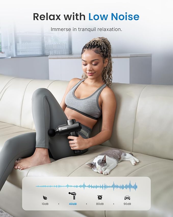 RENPHO Active Massage Gun Deep Tissue, Percussion Handheld Muscle Massager for Body Neck Pain Relief, Portable Electric Mini Back Massagers with Carry Case for Athletes Men Women-Ruum Studio Home