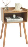 MaxSmeo Nightstand, Mid Century Modern Side Table Bedroom with Storage, Small End Bedside Table with Solid Wood Legs for Living Room, Office Small Spaces (Brown)-Ruum Studio Home