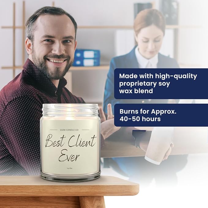 1OAK Vanilla Scented Candles - Appreciation Gifts for Clients - Client Candle - Thank You Client Gifts for Corporate Women, Men, Hairdresser, Lawyer, Realtor, Real Estate Agent, Paralegal, Attorneys-Ruum Studio Home