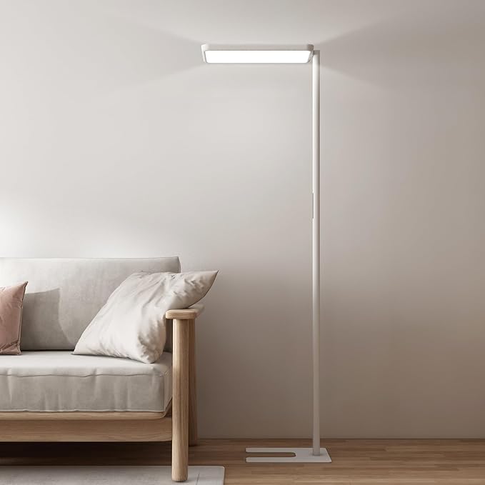 LED Floor Lamp 78ines Tall Floor Lamp 80W White Mordern Office Standing Lights Eye-Care Reading Lamps for Living Room Study Bedroom 4000K Daylight-Ruum Studio Home
