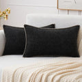 MIULEE Pack of 2 Couch Throw Pillow Covers 12x20 Inch Black Farmhouse Decorative Pillow Covers with Stitched Edge Soft Chenille Solid Dyed Spring Pillow Covers for Sofa Bed Living Room-Ruum Studio Home