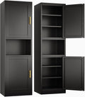 Tall Narrow Storage Cabinet 66.93" H Tall Bathroom Cabinet Metal Pantry Cabinets, 4 Adjustable Shelves for Kitchen, Home Office, Living Room, Dinning Room (20 inches Wide Black)-Ruum Studio Home