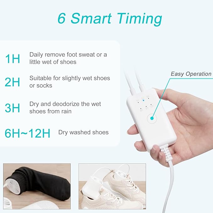 Shoe Dryer and Deodorizer with Timer - Shoes Boots Socks Gloves Dryer Warmer, No Noise | Strong Wire | US Plug-Ruum Studio Home