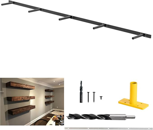 69 inches, Heavy-Duty Floating Shelf Bracket, Hidden Shelf Bracket for Fireplace Shelves, Installed on Studs, max Load of 210 pounds, Hidden Bracket for Shelves， 69 inches, (with Ease kit)-Ruum Studio Home
