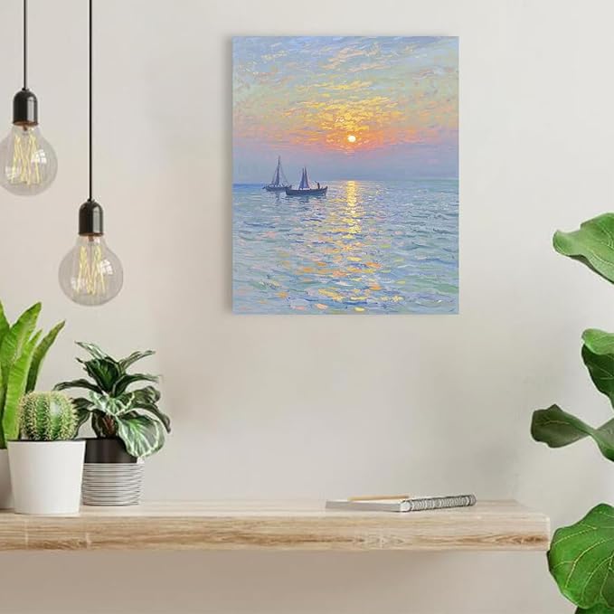 Coastal sailboat scenery poster art decor ocean nautical room decor beautiful sailboat seascape decor suitable for beach villa-Ruum Studio Home