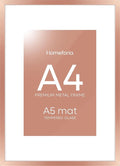 Homeforia A4 Picture Frame Rose Gold, High End Metal 8.3 x 11.7 inch Poster Frames with Mat 5.8 by 8.3 Art, A4 Size Frames Matted to A5 Photo, 8.3x11.7 Wall or Tabletop Frame, Tempered Glass, Set of 1-Ruum Studio Home