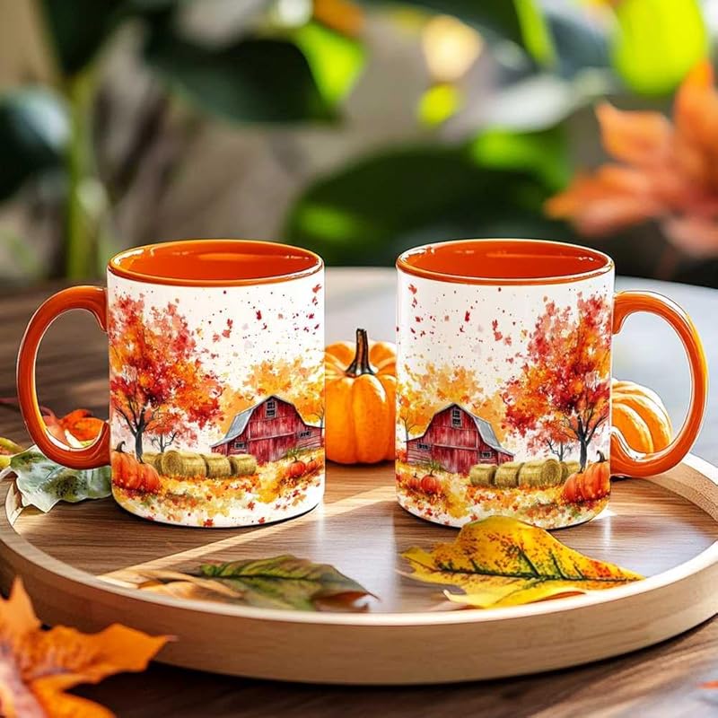 Fall Farm Coffee Mug - Farm Lover Mugs Gifts for Women Men - Autumn Decor Gifts For Home Farmhouse Thanksgiving - 11oz Printed Ceramic Mug-Ruum Studio Home